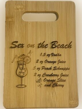 Laser Engraved Bamboo Cutting/Serving Board - "Sex on the Beach" Cocktail Recipe